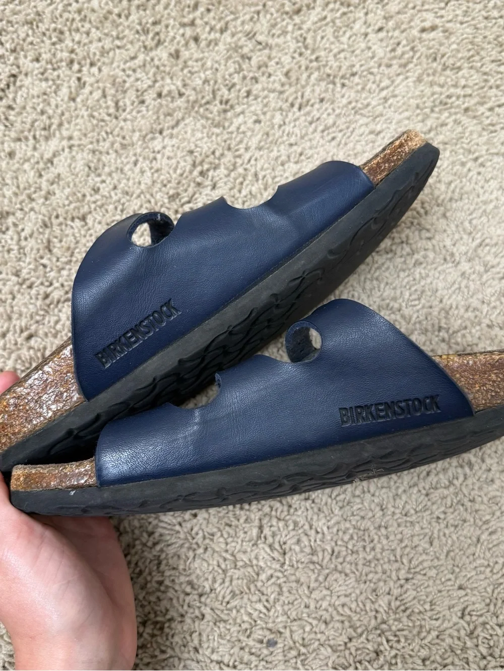 Birkenstock Navy Blue Triple-Strap Sandals